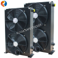 Hydraulic motor fan cooled oil coolers and big flow rate air heat exchenger