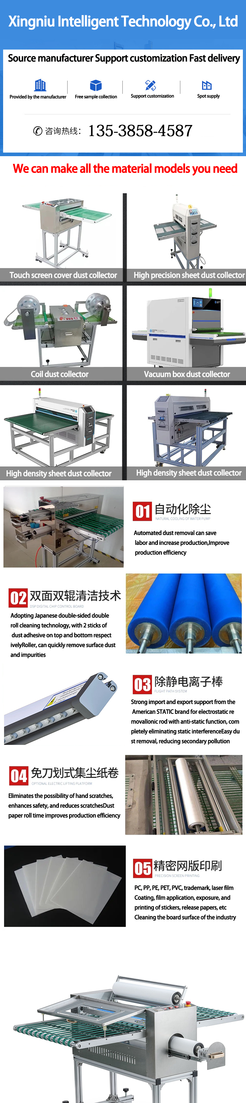 Light guide plate adhesive dust collector automatic dust removal PC sheet dust collector