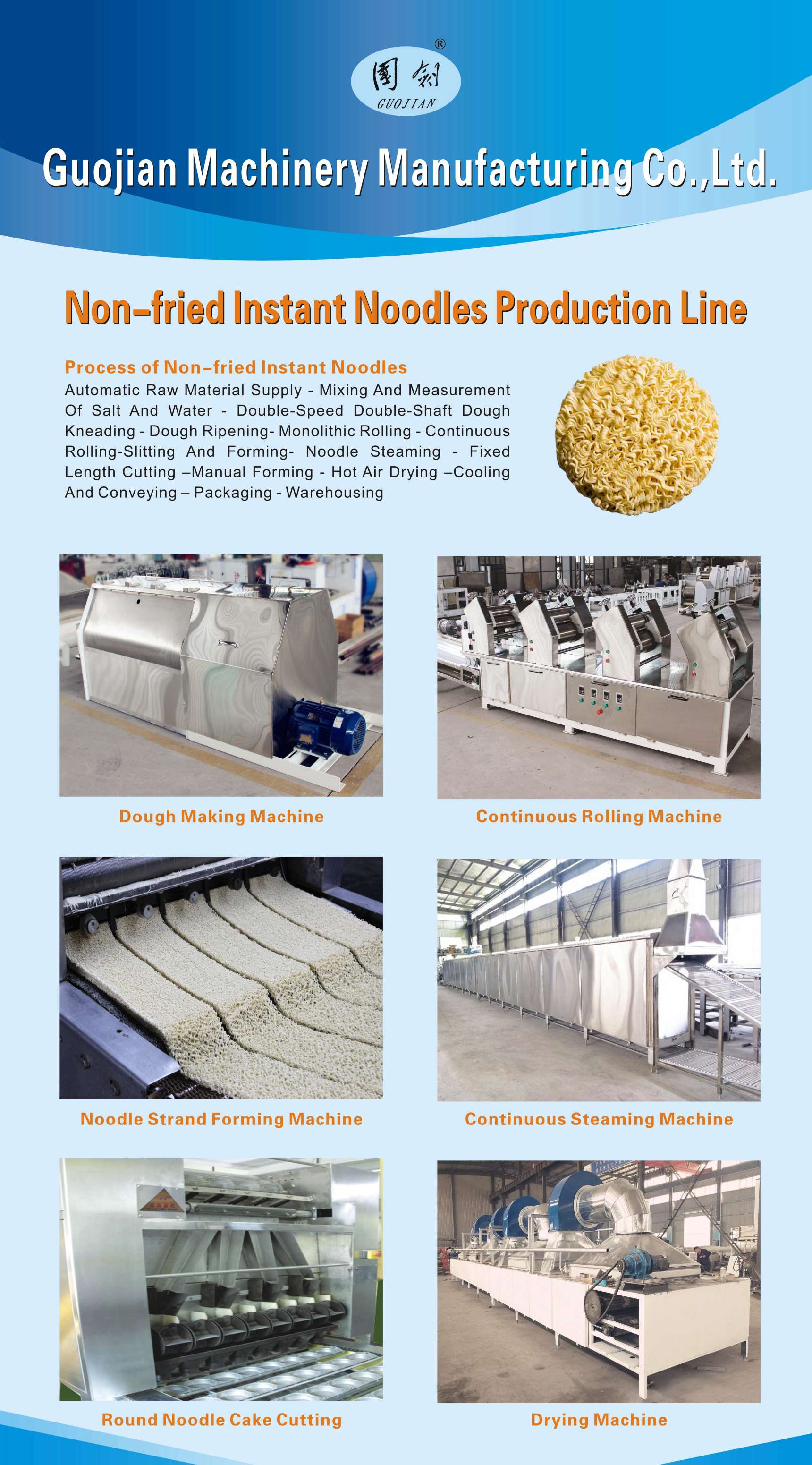 Large Automatic Instant Noodle Production Line Non fried Noodle Equipment Fried Instant Noodle Processing Machine