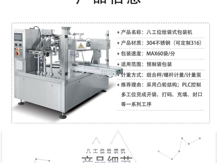 Fully automatic particle powder combination weighing bag packaging machine