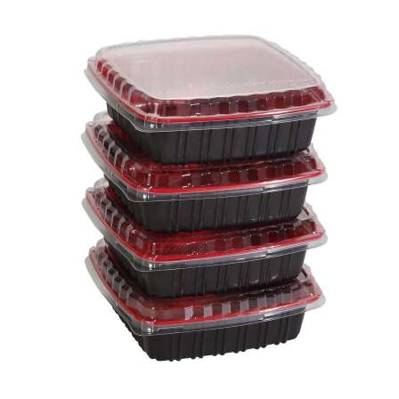 Hot selling BPA free PP Take Out micro volatile Disposable plastic Black Red Meat Prep Bento Food Container