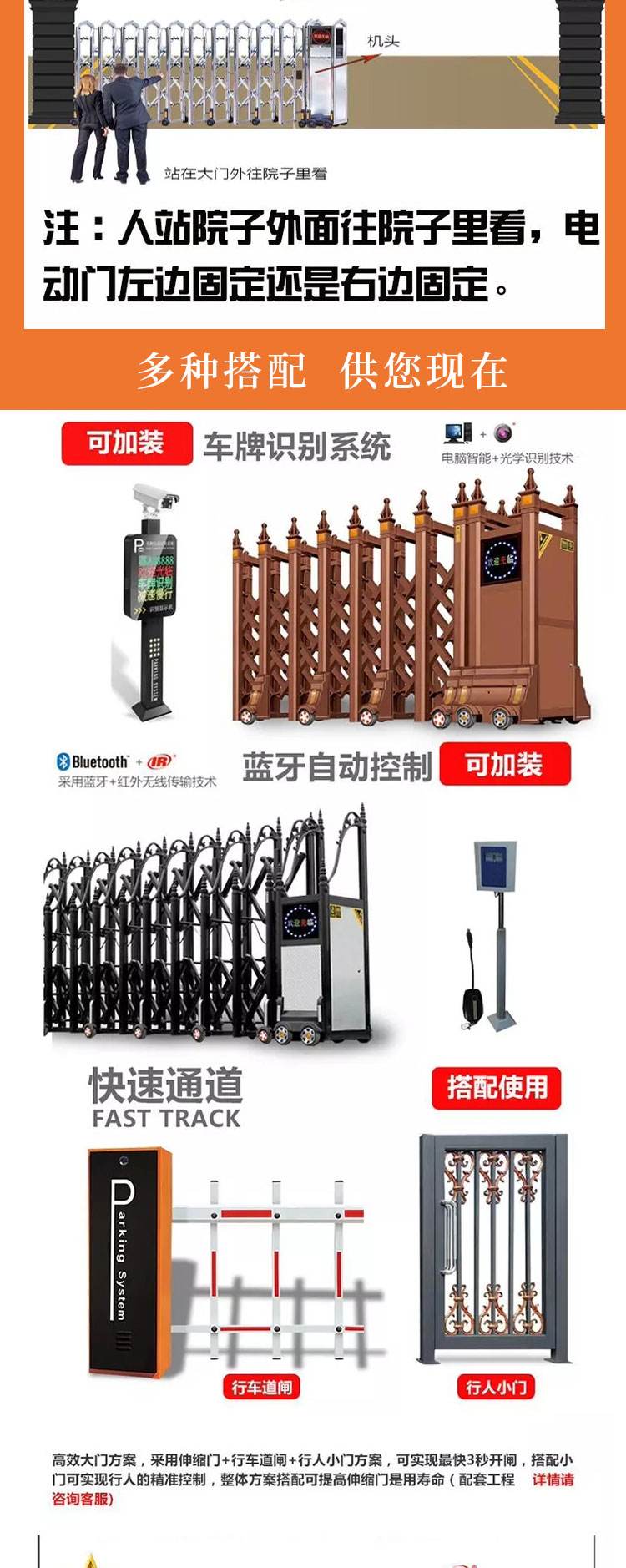 Moving telecommunication door, sliding door, sliding door, electric door for track section with and without tracks