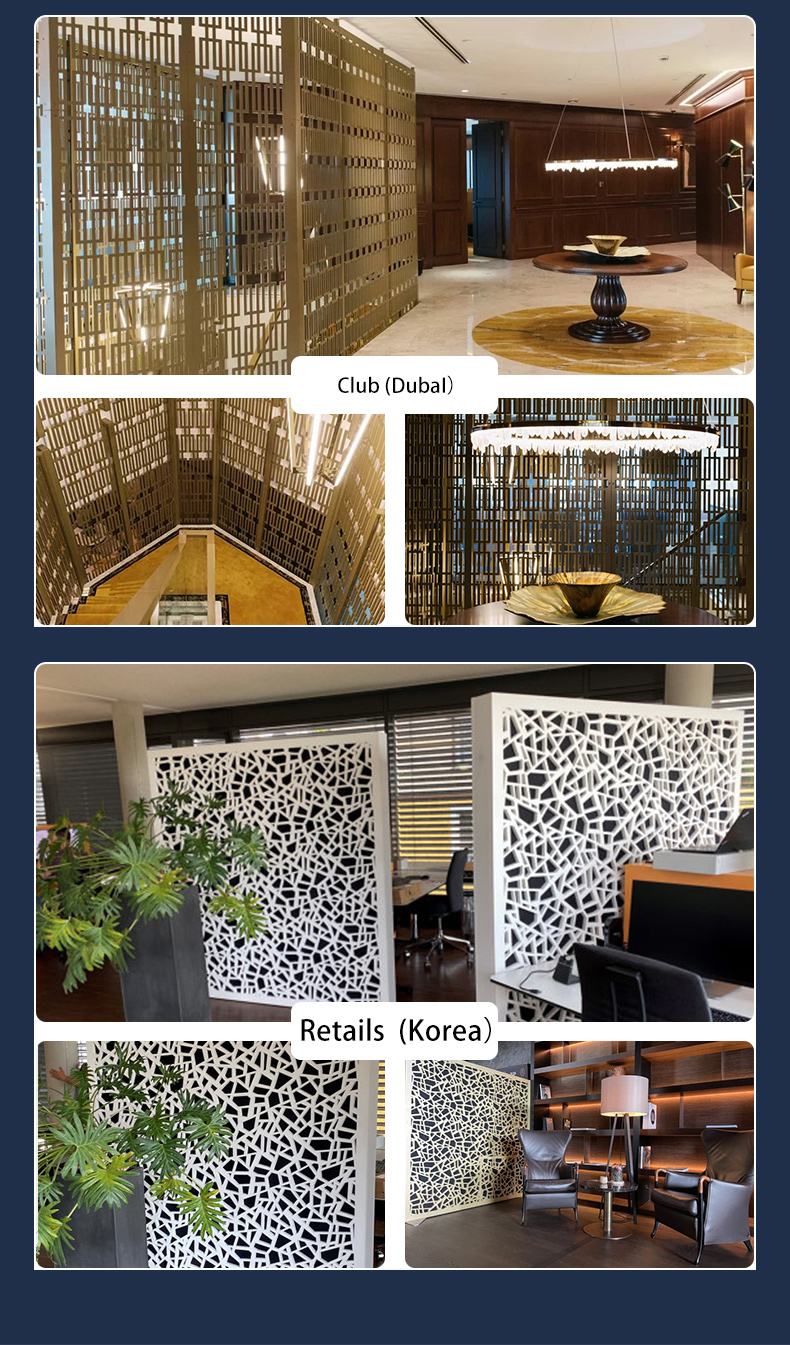 Divider decorative office screen saving space modern laser cut laser engraving aluminum stainless steel screen panels