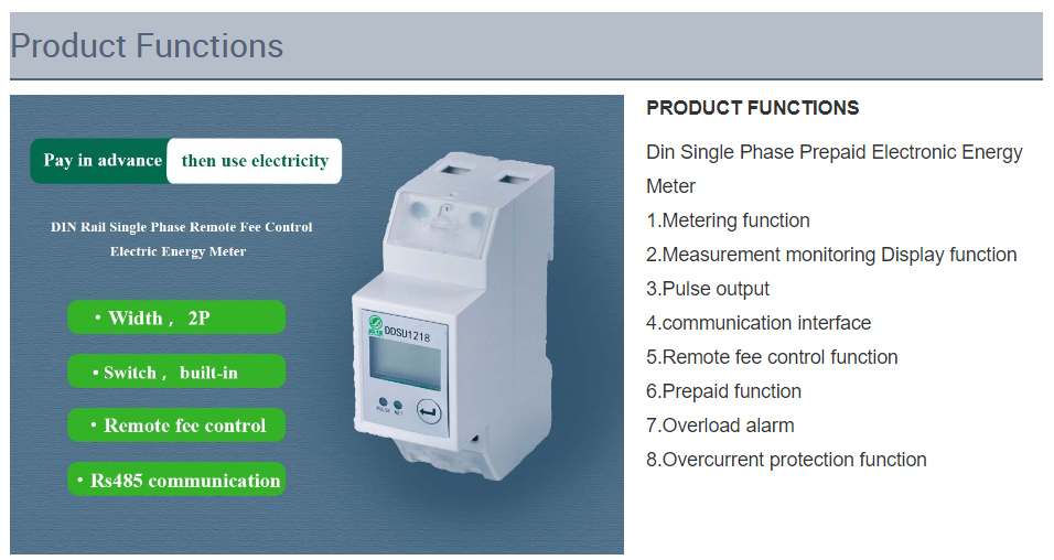 OEM/ODM Smart 2P Energy Meter WIFI Din Rail Energy Meters Single Phase Prepaid Electricity Meter with NB/WIFI Module