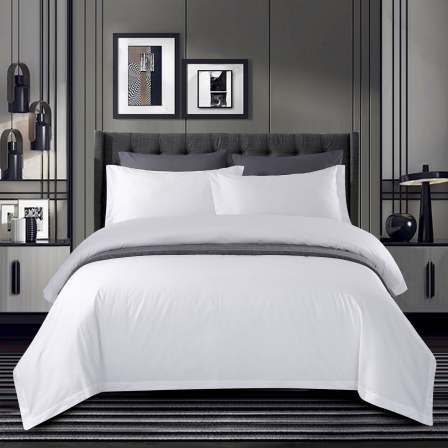 300 Thread Count White bedding hotel collection Queen Size 100% Cotton Satin Fabric Bedding Set For Luxury 4-Star Hotel
