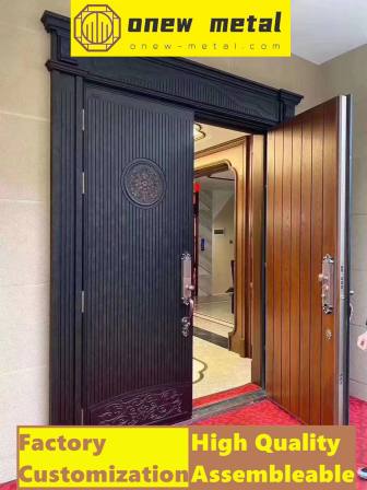 Heavy Duty Aluminum Door Kit  Security Door Main Entrance Luxury Design Cast wood grain double sides
