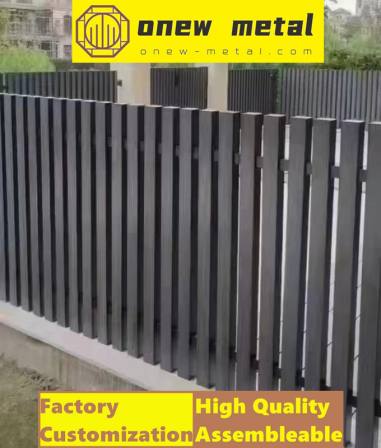 Powder coated black garden decorative welded blade aluminum slat 3D fence panels aluminium railings manufacturer