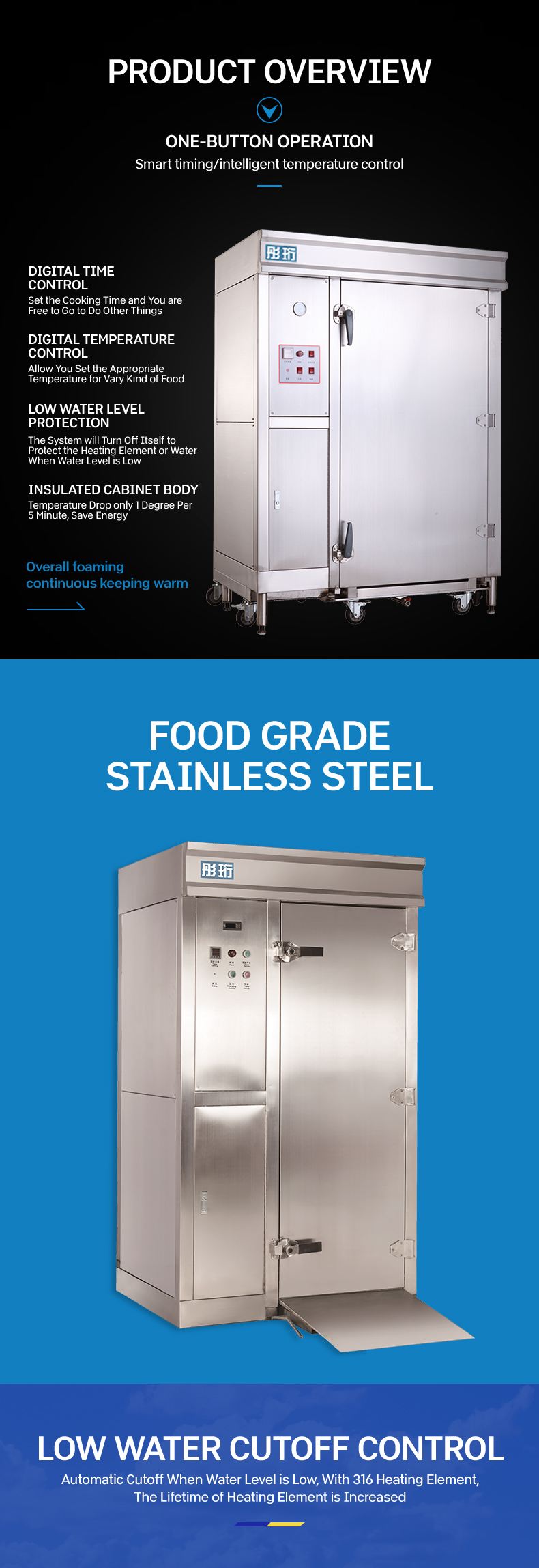 Industrial Bun Making Machine Stainless Steel Gas Seafood Rice Steamer Cabinet