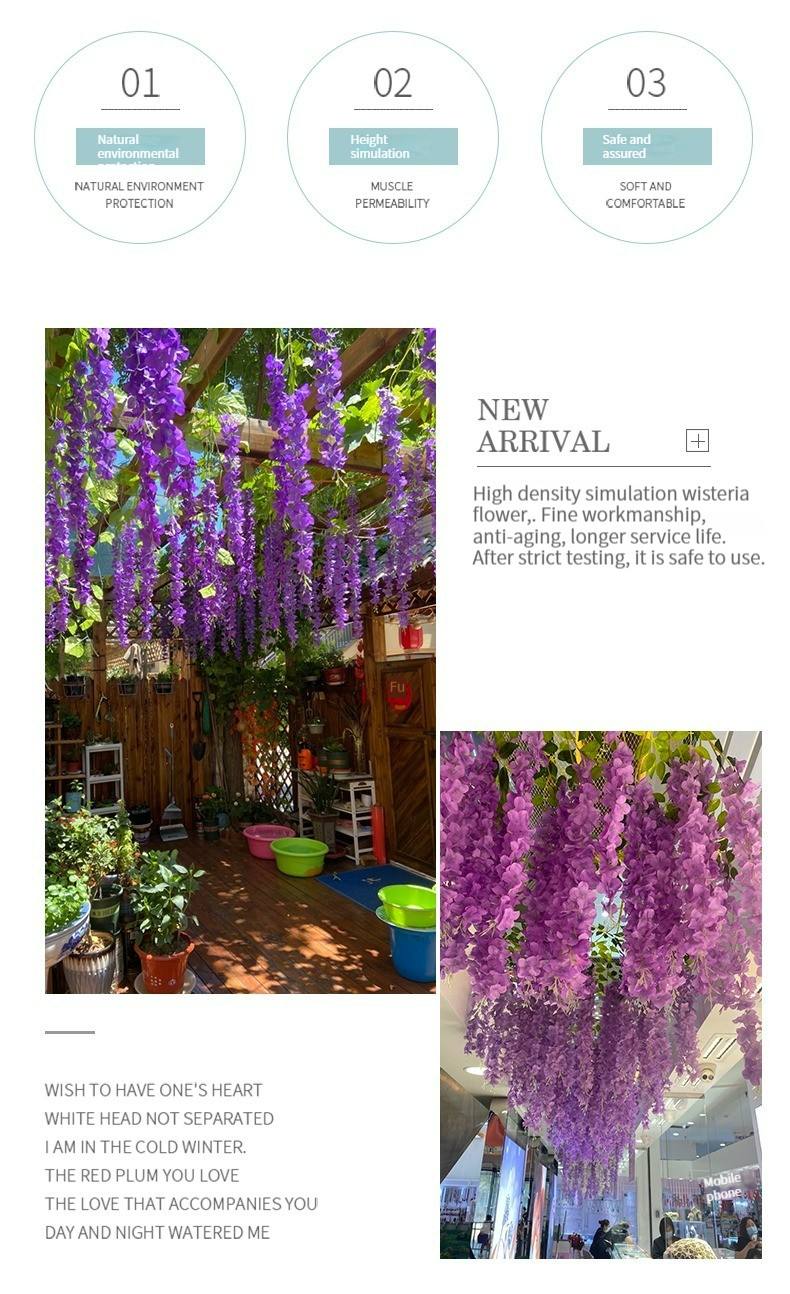 Hot selling artificial wisteria decoration hoisting Artificial plants festive atmosphere landscaping ceiling wisteria