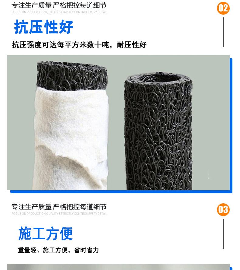 High pressure resistant plastic random thread blind ditch pipes for landscaping and drainage in scenic areas