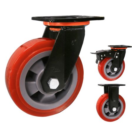 6 inch universal wheel heavy duty silent polyurethane 8 inch industrial load 4 5 inch flat small cart casters