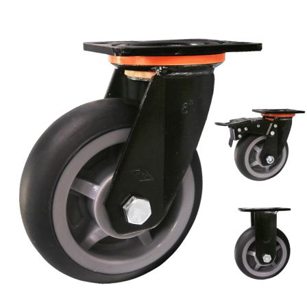 Swivel wheel universal silent caster with brake 4 5 6 8 inch with brake heavy duty elastic universal wheel