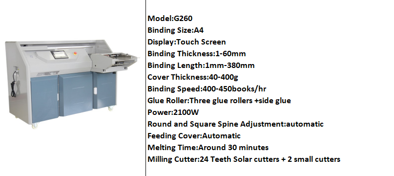 G260 heavy duty glue biinding machine for printing shop