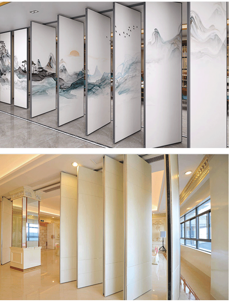 Hotel activity partition soundproof wall hanging screen air door and narrow door folding door