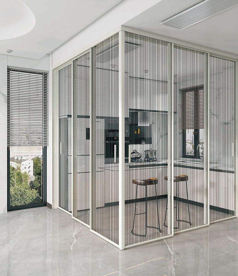 Titanium sliding door with arrow, living room, kitchen, balcony, bath room, glass partition, folding door