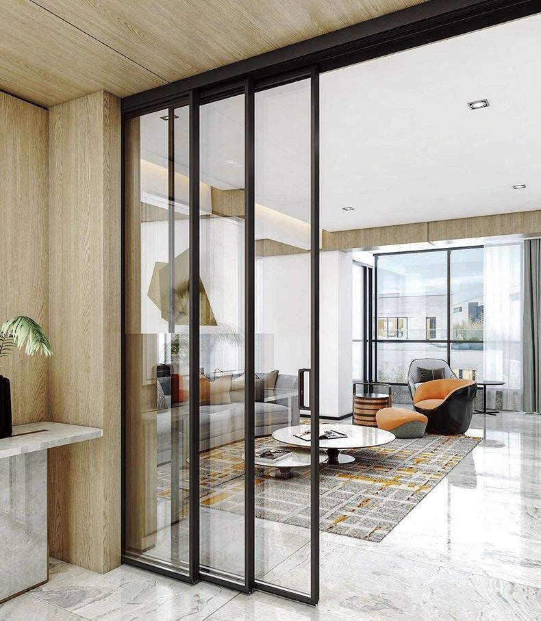 Titanium sliding door with arrow, living room, kitchen, balcony, bath room, glass partition, folding door