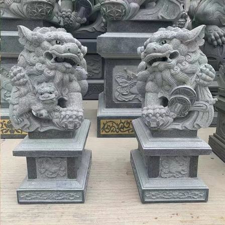 Sesame grey stone carving lion bluestone lion granite lion carving custom