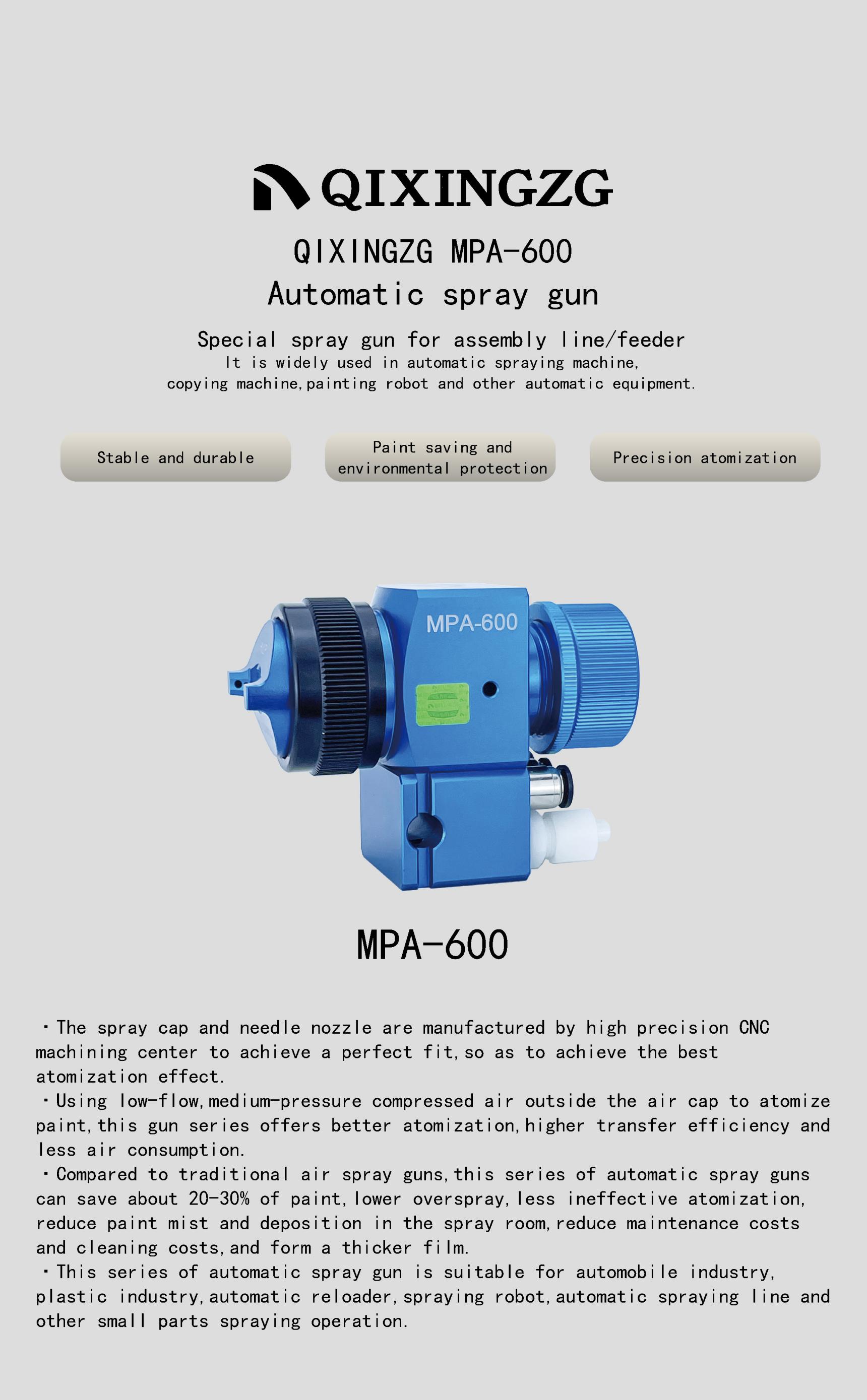 QIXINGZG MPA-600 Automatic Spray Gun Three Gas Low Pressure Paint Coating Reciprocating Machine Robot Spray Gun