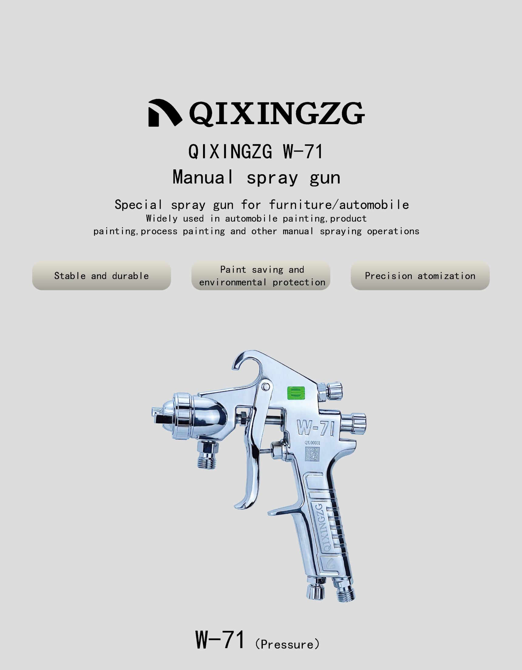 QIXINGZG W-71 Manual Spray Gun Furniture Woodworking Automotive Top Coat Spray Gun