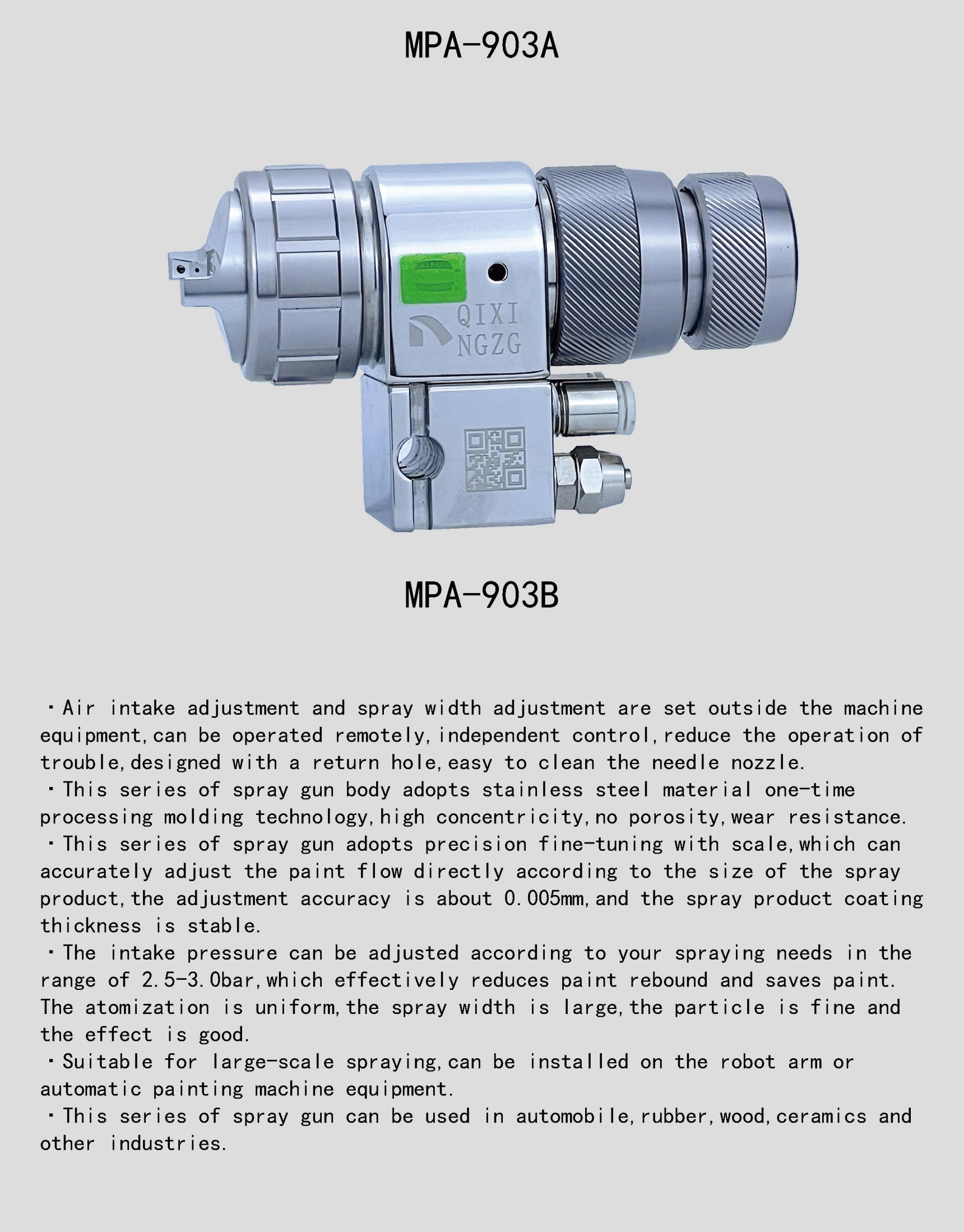 QIXINGZG MPA-902/903 Series Automatic Spray Gun Stainless Steel Waterborne Paint Reciprocating Machine Spray Gun