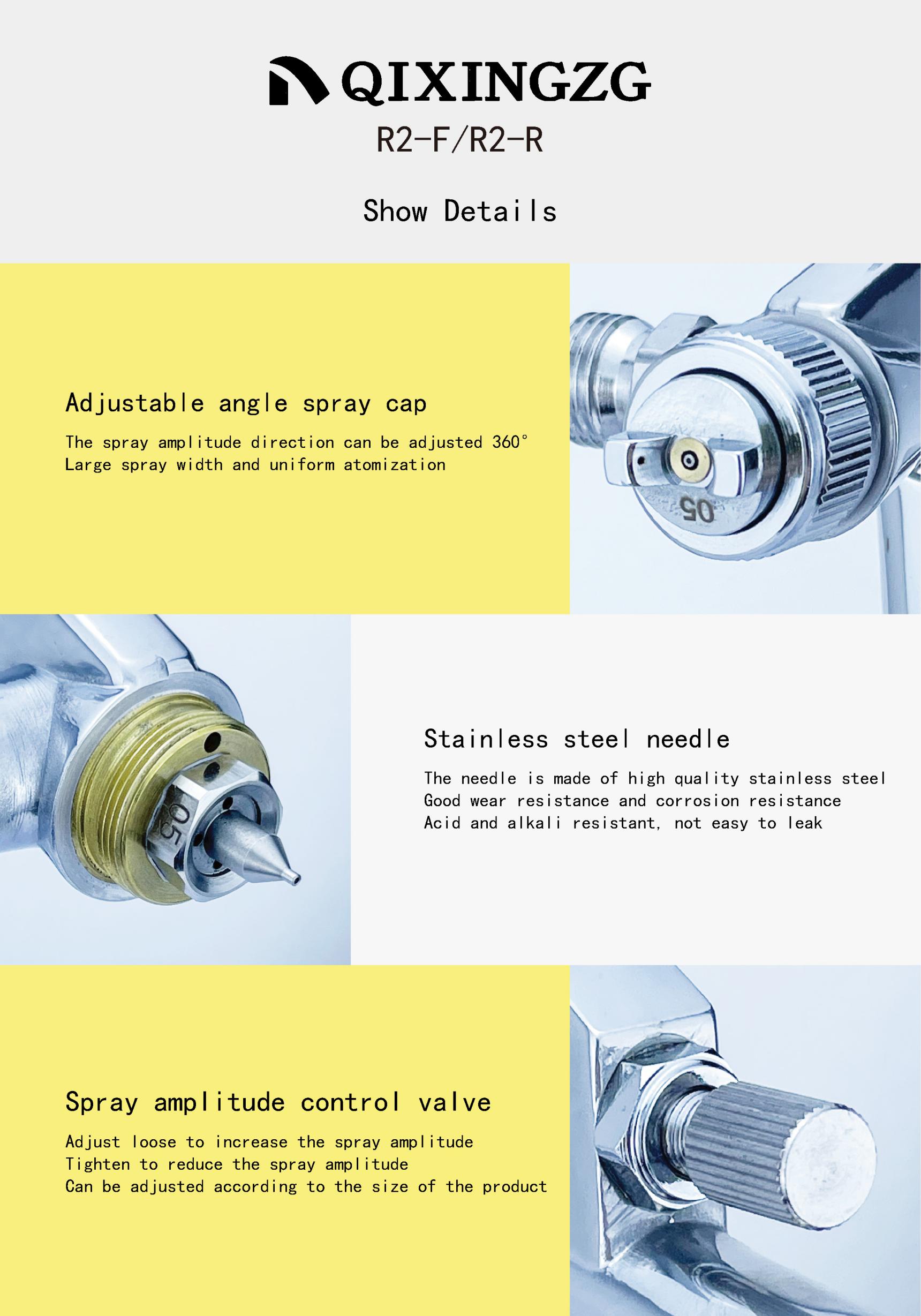 QIXINGZG R2-F/R2-R Manual Spray Gun Furniture Carpenter Automotive Furniture Spray Gun Small Area Repair Spray Gun