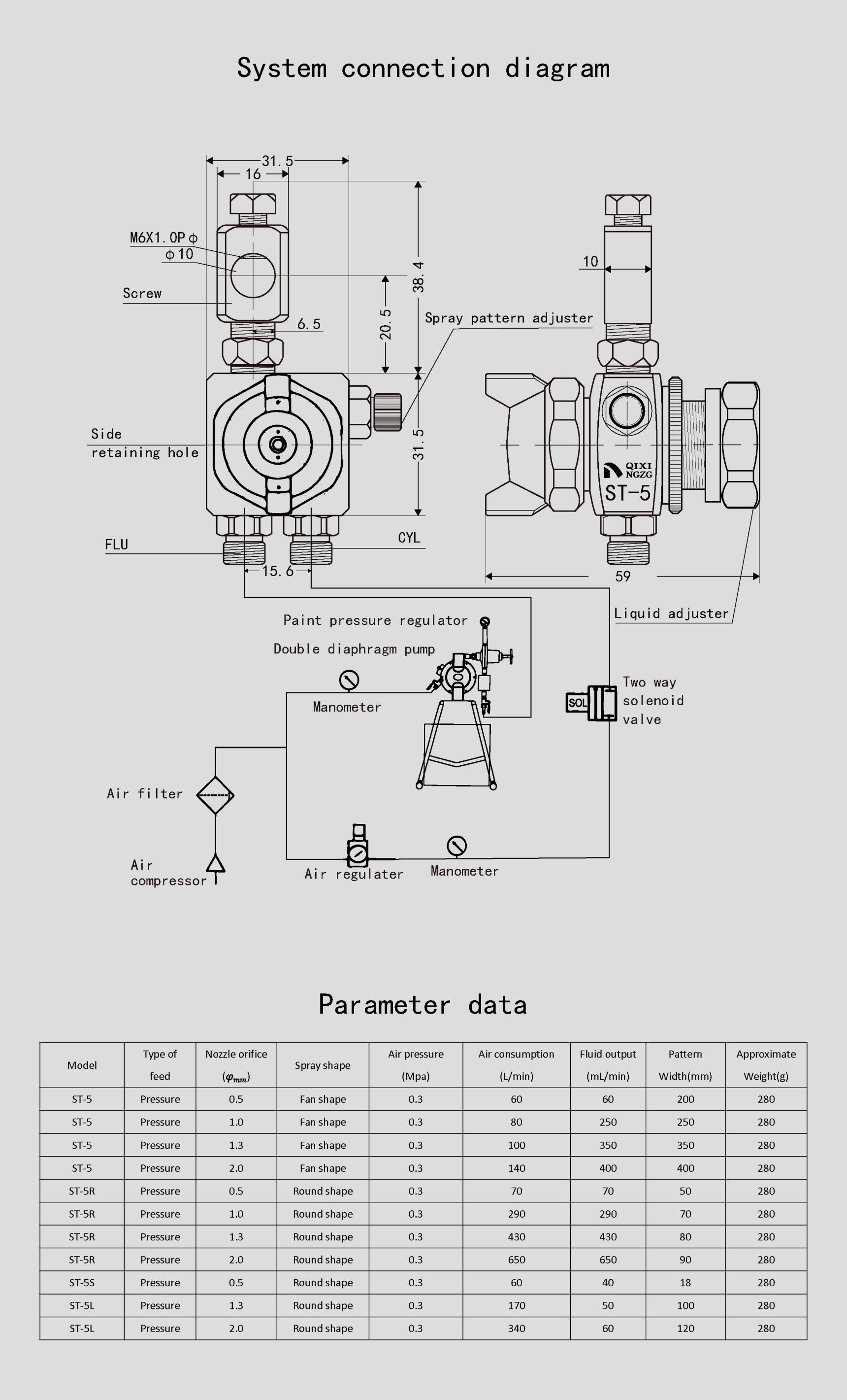 QIXINGZG Paint Star ST-5/ST-6 Simple Automatic Spray Gun Blister Wave Welding Flux Alcohol Rosin Spray Head