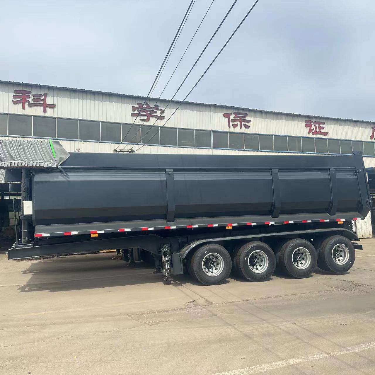 U-shaped real tipping dump truck, four axle vertical tipping dump semi trailer, runs smoothly with large loading space