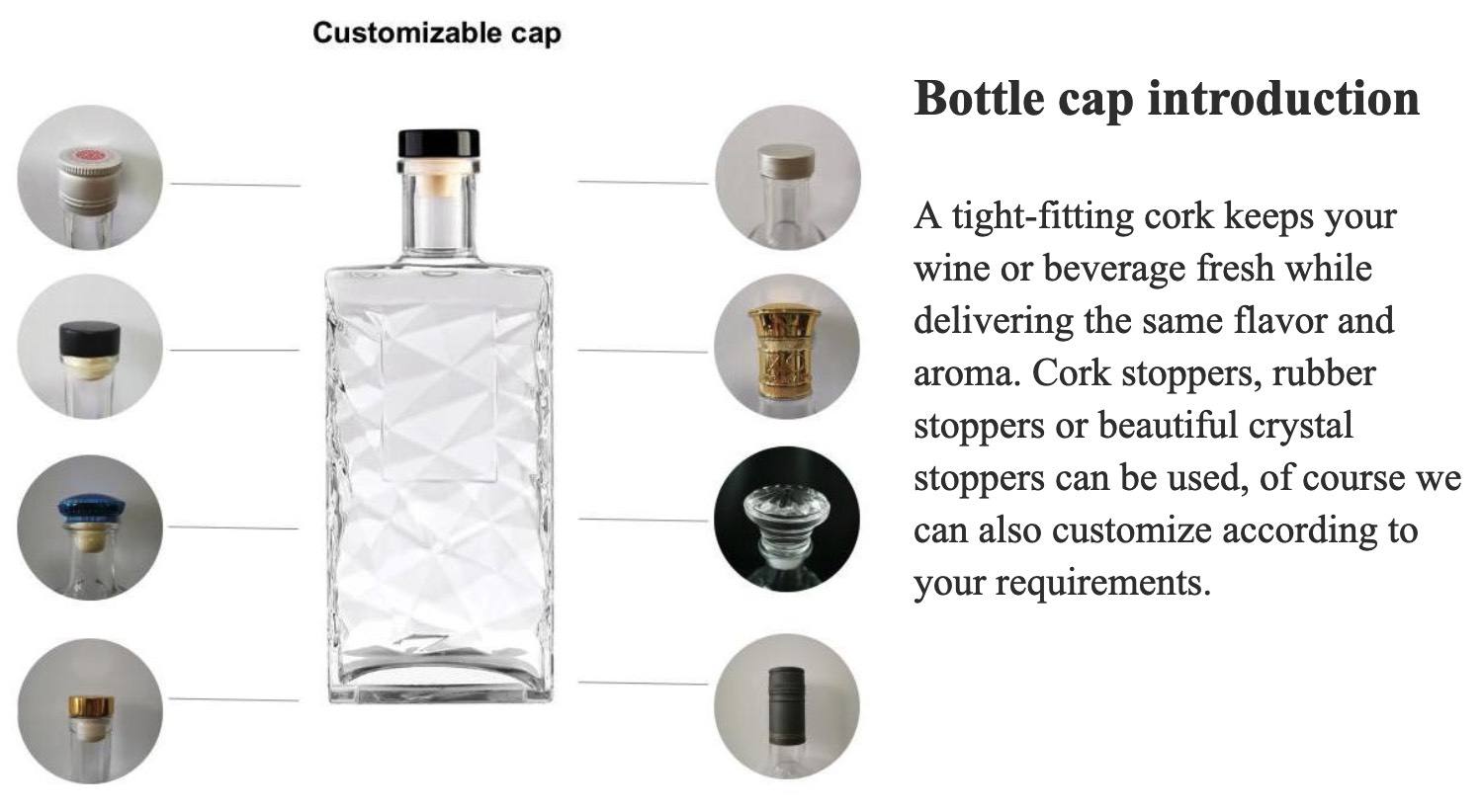 750ML Tyansparent round empty flint glass liquor wine bottle