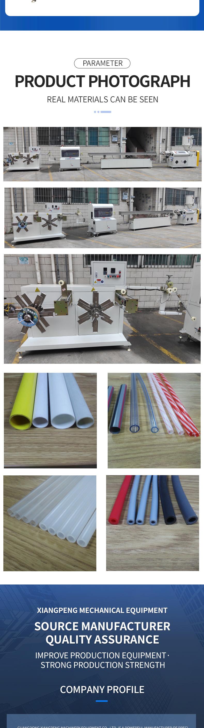 Xiangpeng Universal Pipe Extruder FEP Pipe Equipment Extrusion Production Line