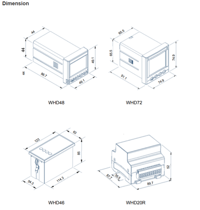 WHD20R-11 Temperature and humidity measure and display product with CE certificate din rail installation