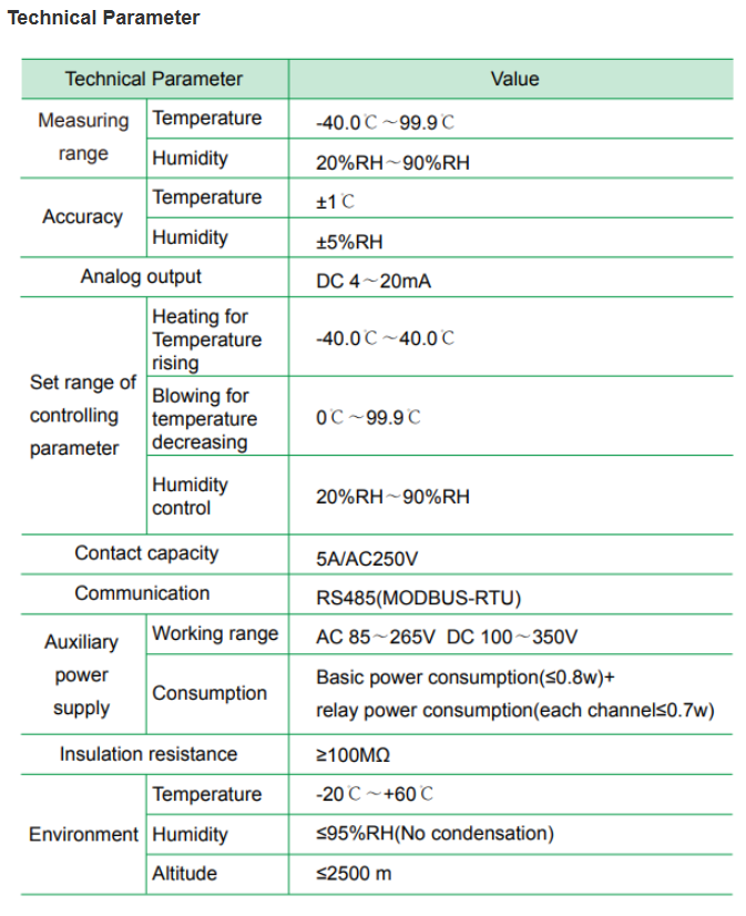 Acrel Power Monitoring Protection Smart Din Rail Temperature and Humidity Controller with Sensors WHD20R-11