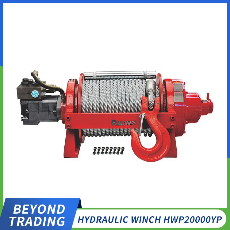 Small and medium sized hydraulic winches used in construction sites for lifting variable heavy objects
