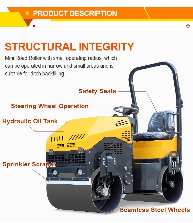 2T Road Roller High Operating Efficiency Road Roller Gasoline Engine Road Roller Compactor