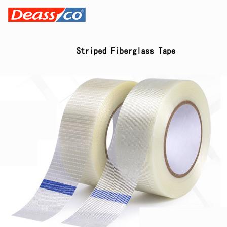 Strong fiberglass tape single-sided striped transparent stretch sealed box fiber tape support customization