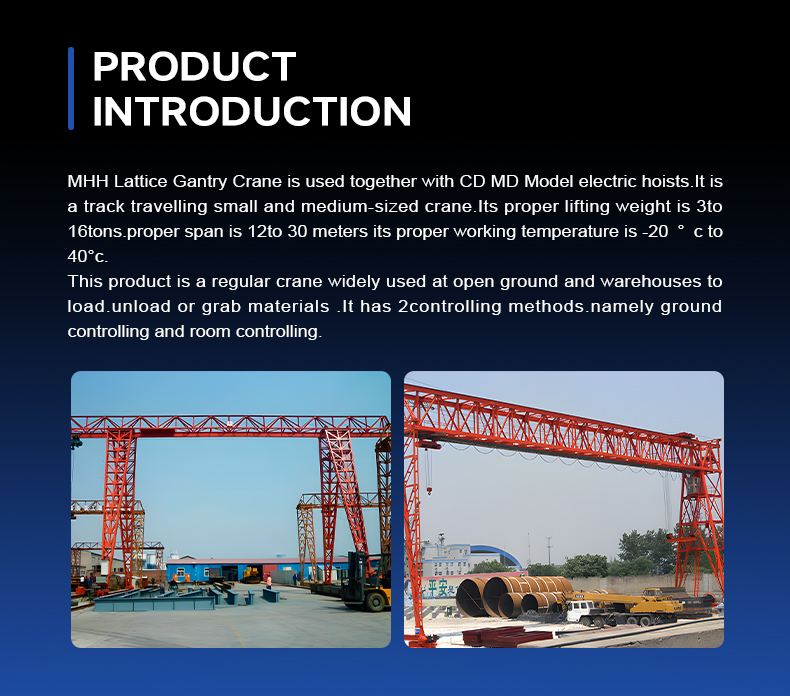MHH model 3ton 5ton 10ton 16ton electric hoist truss-type gantry crane for warehouse