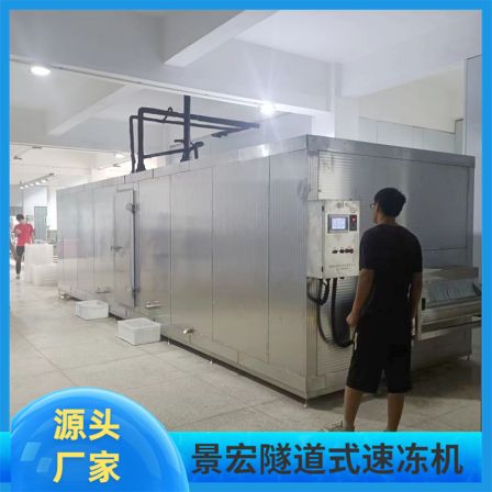 Full automatic seafood tunnel type quick freezing machine Stainless steel balls rice dumpling quick freezing line equipment Jinghong