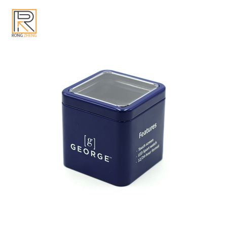 Customized square tinplate watch box with window iron box by the source manufacturer, high-end watch box with metal box
