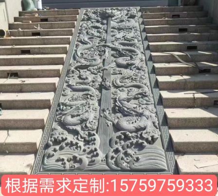 Blue stone carving, animal sculpture, traditional craftsmanship, granite mural carving, customized size according to needs
