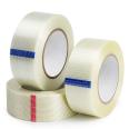 Manufacturer's fiberglass tape, single sided striped transparent tensile sealing box, fiber adhesive