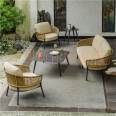 Villa terrace rattan weaving furniture, outdoor garden sofa manufacturer, outdoor rattan weaving sofa, matching rattan weaving furniture customization