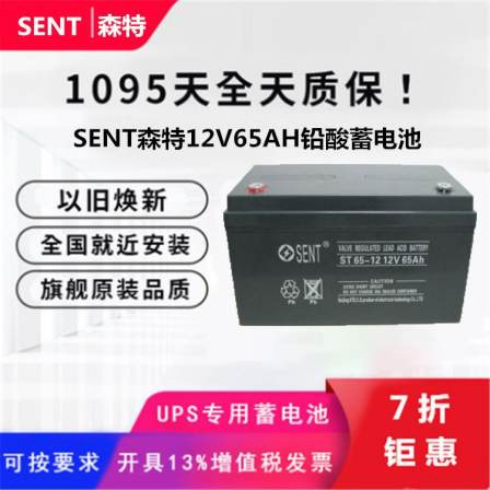 SENT SENT Battery ST12-65 Maintenance-free 12V65AH DC Screen Power Supply