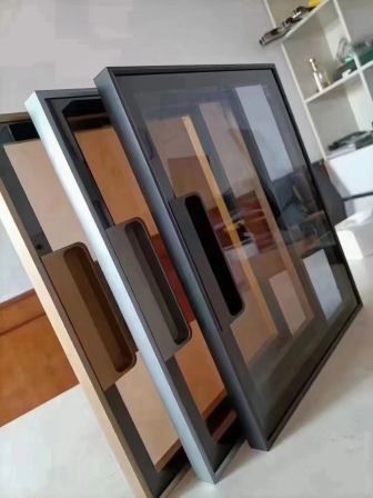 Customized production of various styles of minimalist aluminum frame tempered glass wine cabinet door panels