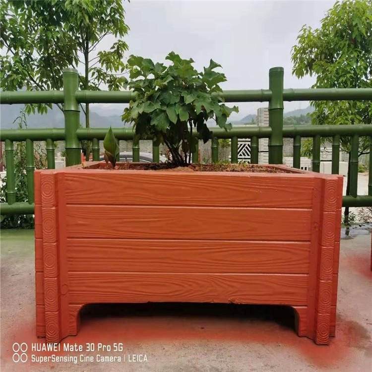 Customized various sizes of cement imitation wooden flower box park roads, available styles, customized construction, simple