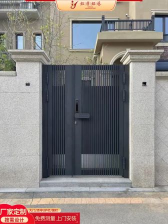 High end villa door, aluminum sliding door, baked paint wholesale, small entrance door, louvers, brushed solid wood, black