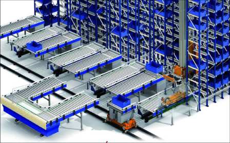 Elevated large industrial four-way vehicle three-dimensional warehouse manufacturers supply intelligent logistics warehousing management system