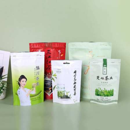 Color printed tea leaves, aluminum foil, self standing, self sealing bags, leisure food plastic bags, black tea, green tea packaging bags, customized