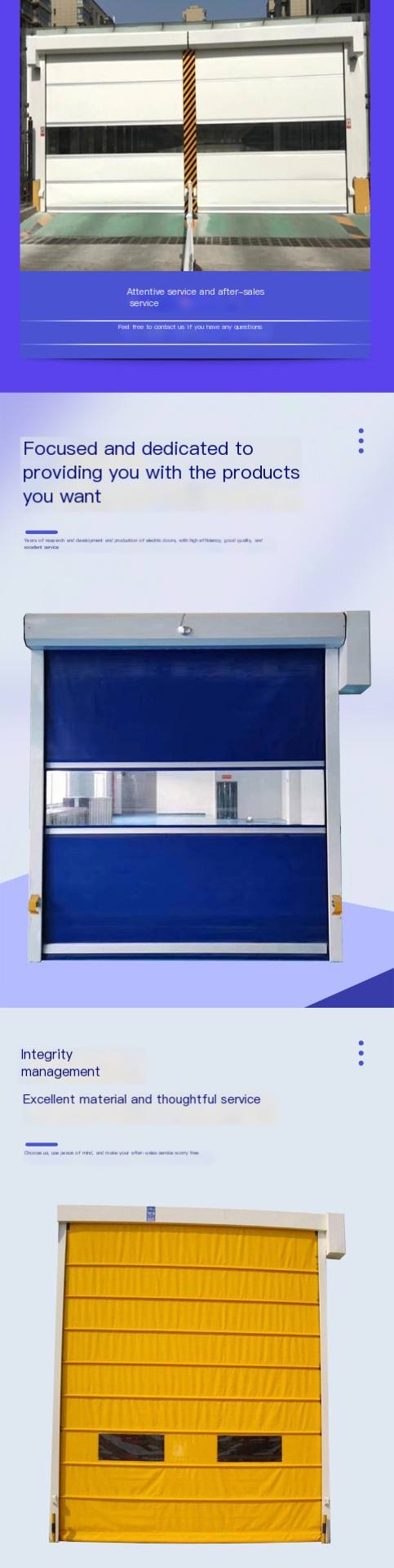 Durable stainless steel fast Roller shutter used for logistics storage Garbage station Grey vibrating color optional