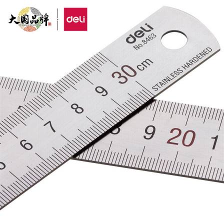 Deli 8463 30cm stainless steel ruler measuring and drawing scale band formula conversion table office supplies