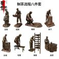 Tea making figures, bronze sculptures, wine, tea house decorations, folk wine culture, copper sculptures, ancient brewing process