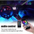 Hongchuangda LED Car Atmosphere Lamp Atmosphere Lamp RGB Car Music Rhythm Lamp Mobile APP Bluetooth Foot Lamp